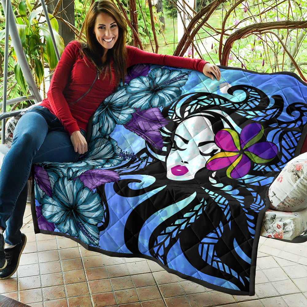 Hawaii Premium Quilt Hibiscus Polynesian Hula Girl