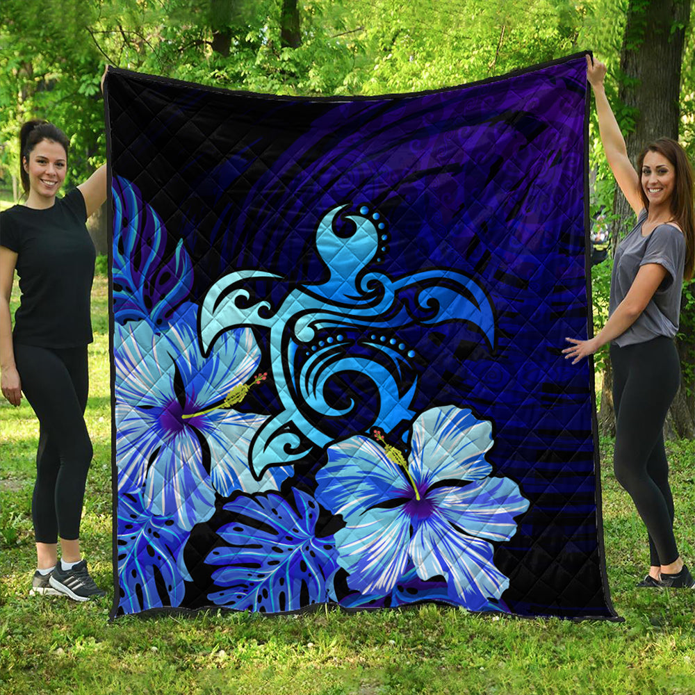 Hawaii Premium Quilt Hibiscus Tropical Deep Ocean Turtle Sea