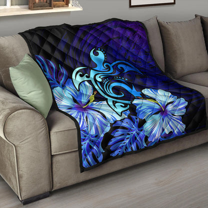 Hawaii Premium Quilt Hibiscus Tropical Deep Ocean Turtle Sea