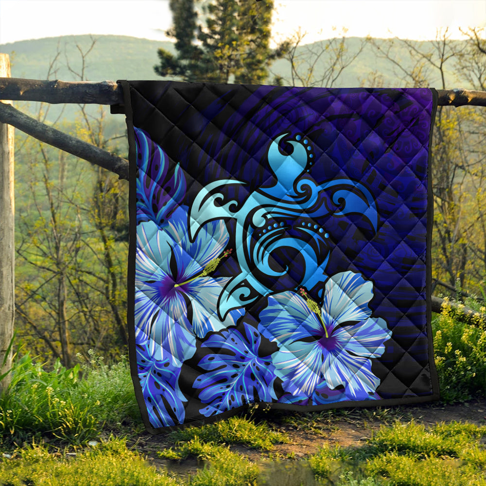 Hawaii Premium Quilt Hibiscus Tropical Deep Ocean Turtle Sea