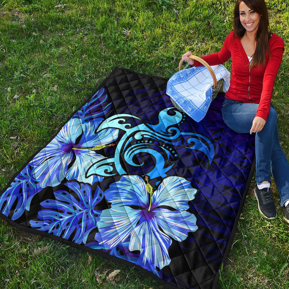 Hawaii Premium Quilt Hibiscus Tropical Deep Ocean Turtle Sea