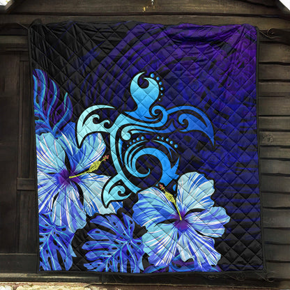 Hawaii Premium Quilt Hibiscus Tropical Deep Ocean Turtle Sea