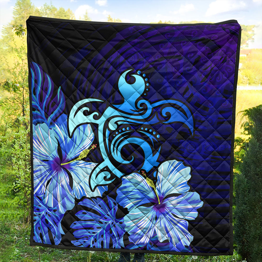 Hawaii Premium Quilt Hibiscus Tropical Deep Ocean Turtle Sea