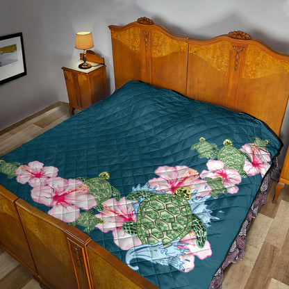 Hawaii Premium Quilt Hibiscus Turtle Dance