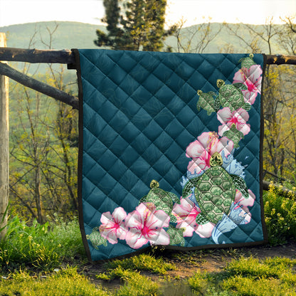 Hawaii Premium Quilt Hibiscus Turtle Dance