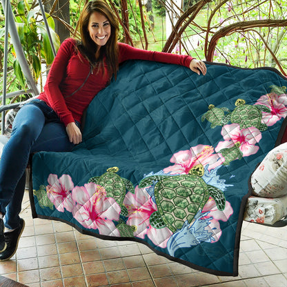 Hawaii Premium Quilt Hibiscus Turtle Dance