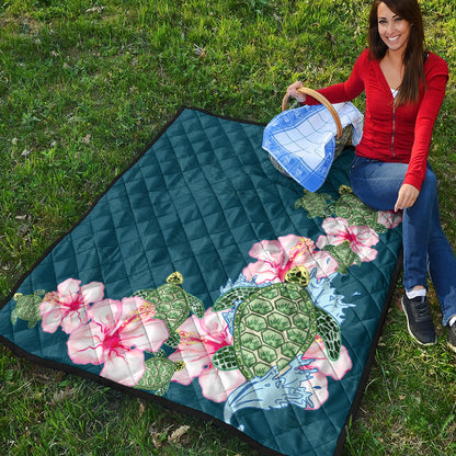 Hawaii Premium Quilt Hibiscus Turtle Dance