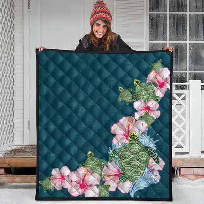 Hawaii Premium Quilt Hibiscus Turtle Dance