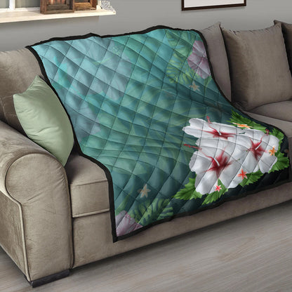 Hawaii Premium Quilt Hibiscus White Flower Gleeful