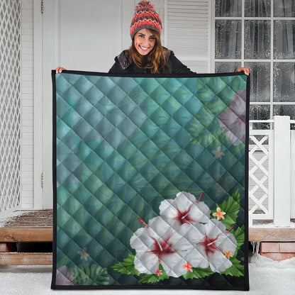 Hawaii Premium Quilt Hibiscus White Flower Gleeful