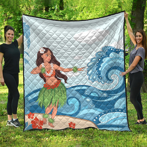 Hawaii Premium Quilt Hula Dance Cartoon
