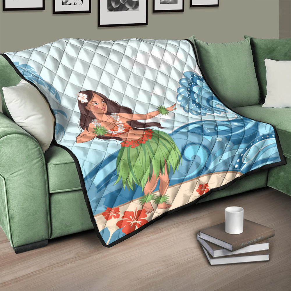 Hawaii Premium Quilt Hula Dance Cartoon