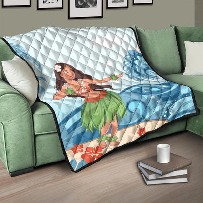 Hawaii Premium Quilt Hula Dance Cartoon