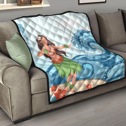 Hawaii Premium Quilt Hula Dance Cartoon
