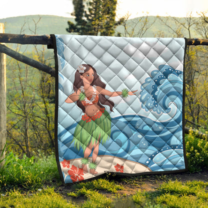 Hawaii Premium Quilt Hula Dance Cartoon
