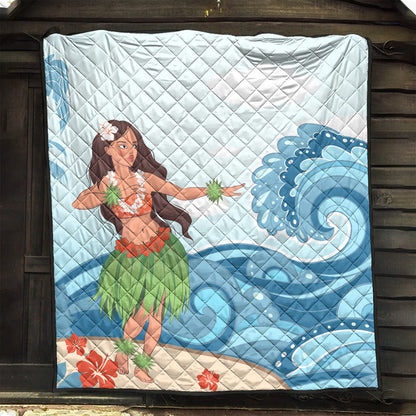 Hawaii Premium Quilt Hula Dance Cartoon