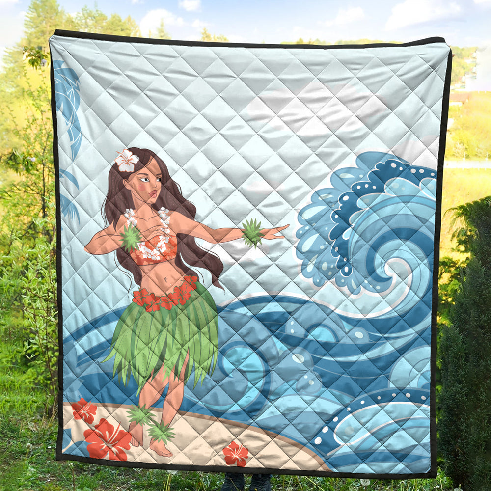 Hawaii Premium Quilt Hula Dance Cartoon