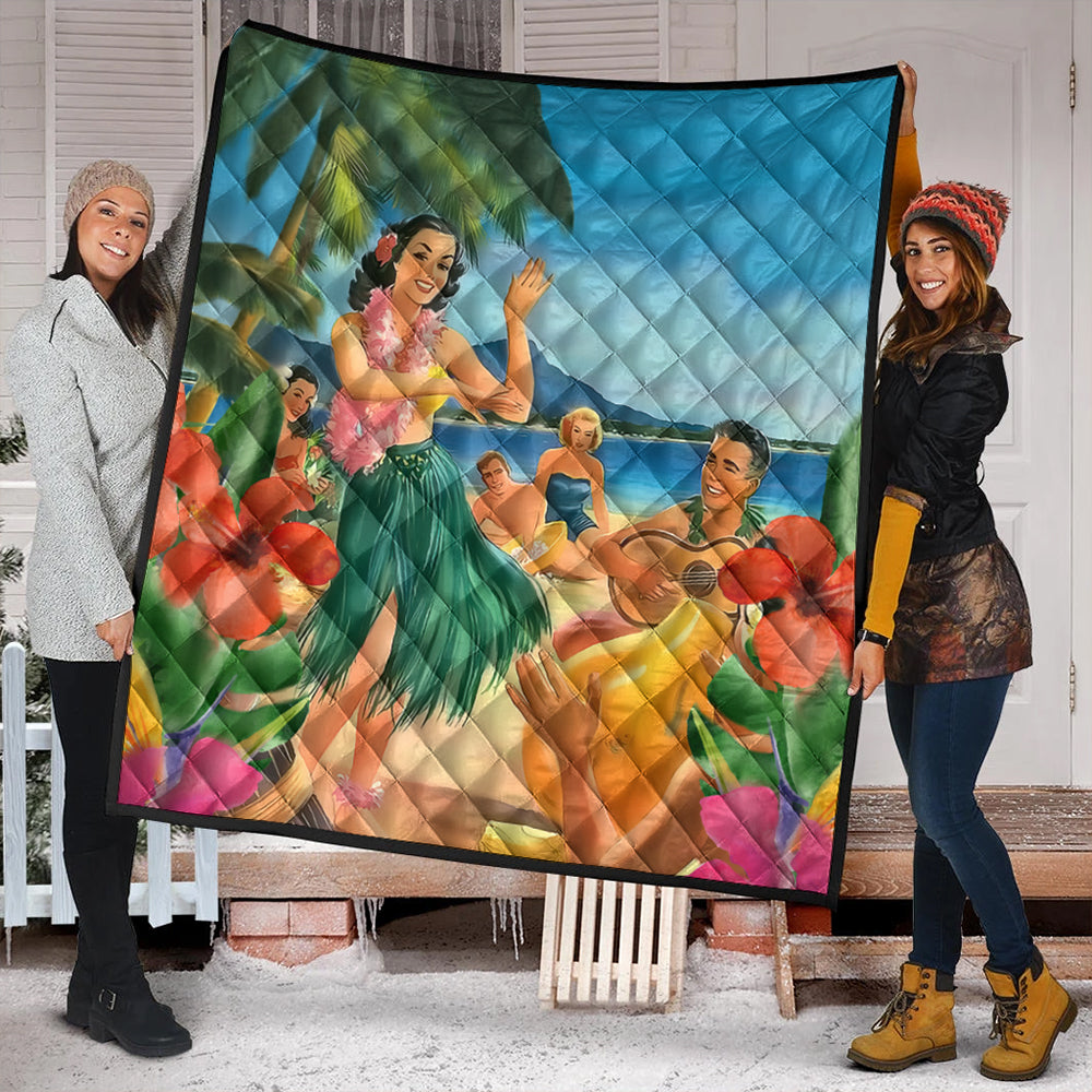 Hawaii Premium Quilt Hula Dance On Beach