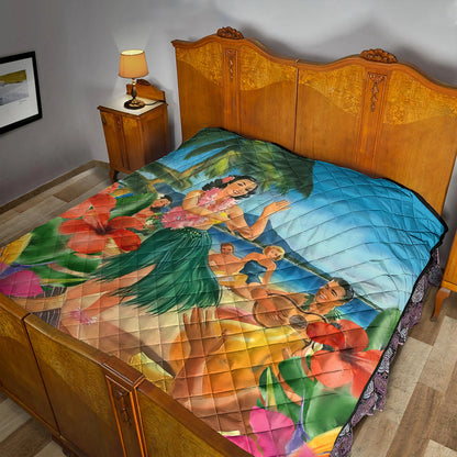 Hawaii Premium Quilt Hula Dance On Beach