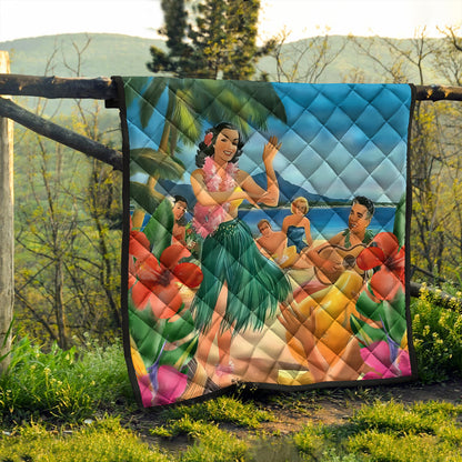 Hawaii Premium Quilt Hula Dance On Beach