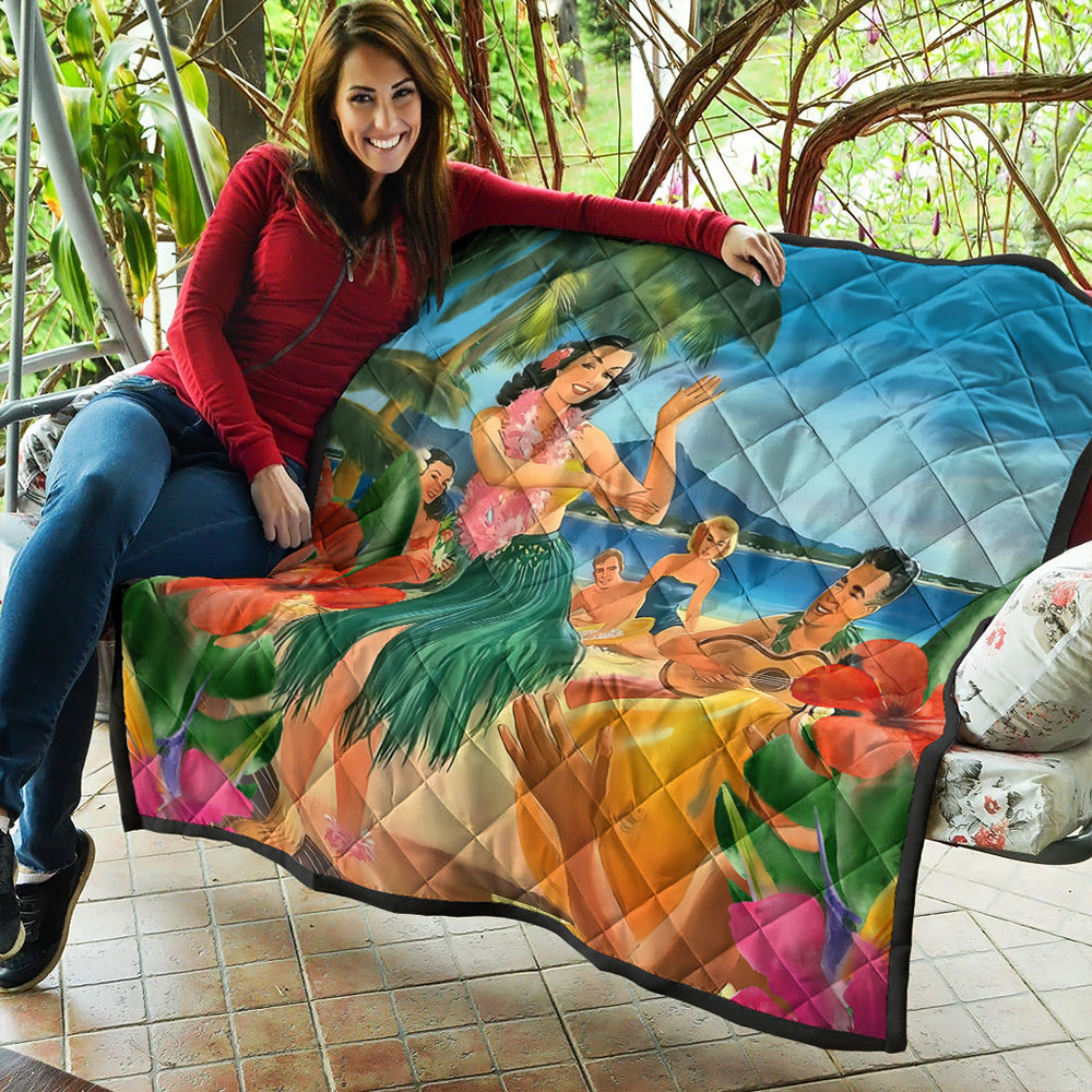 Hawaii Premium Quilt Hula Dance On Beach