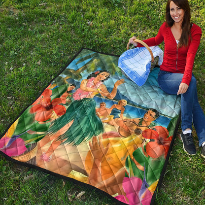 Hawaii Premium Quilt Hula Dance On Beach