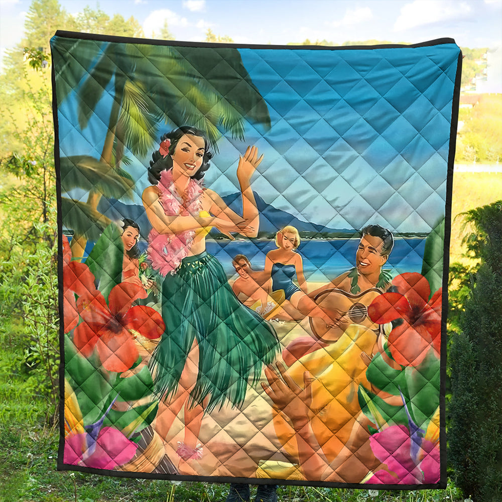Hawaii Premium Quilt Hula Dance On Beach