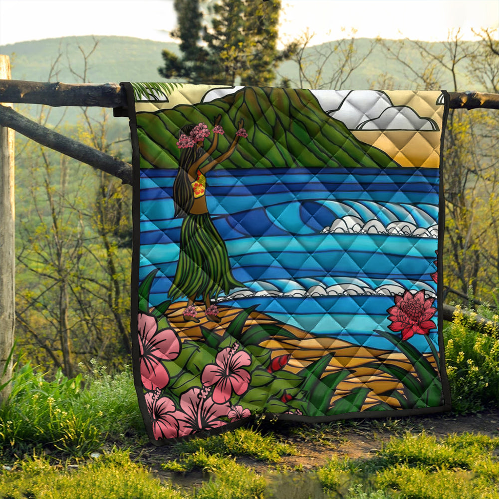 Hawaii Premium Quilt Hula Girl Dance Picture