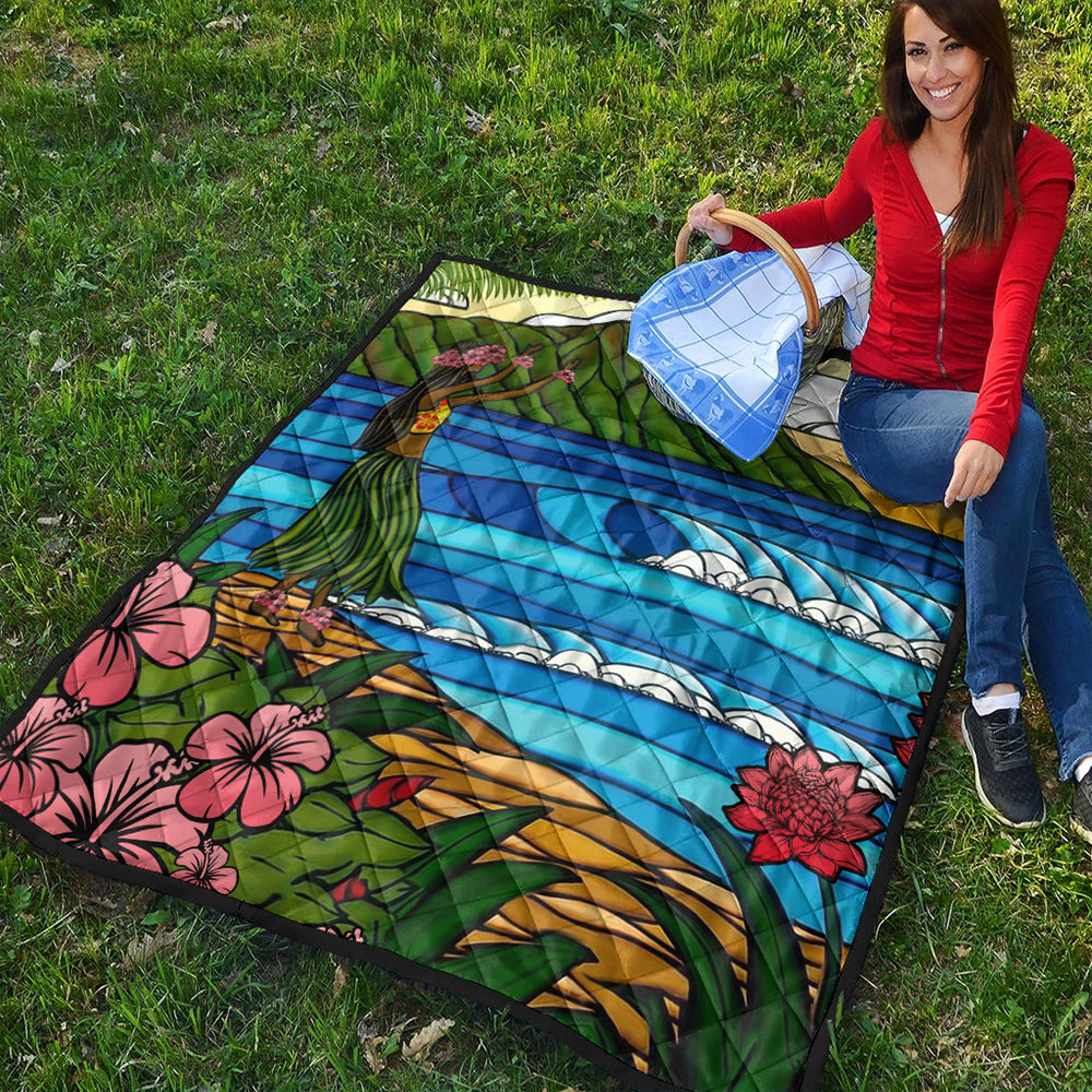 Hawaii Premium Quilt Hula Girl Dance Picture