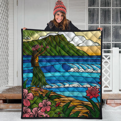 Hawaii Premium Quilt Hula Girl Dance Picture