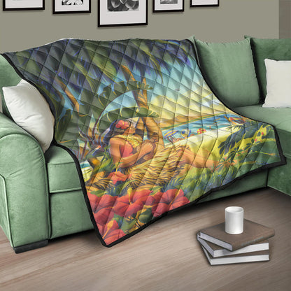 Hawaii Premium Quilt Hula Girl Hola Beach