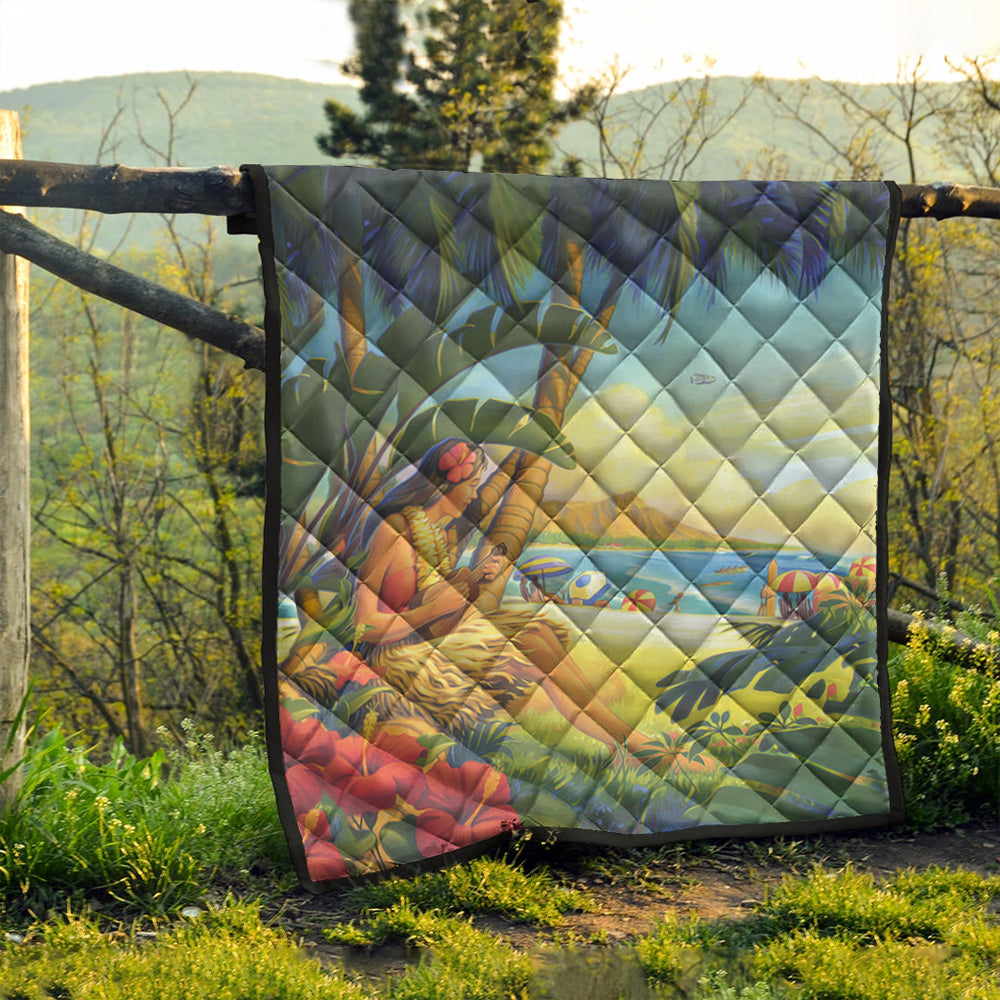 Hawaii Premium Quilt Hula Girl Hola Beach