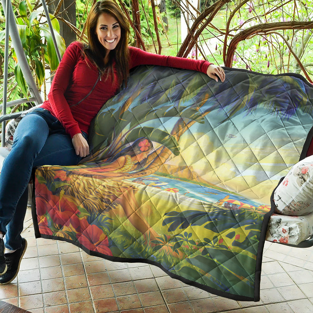 Hawaii Premium Quilt Hula Girl Hola Beach