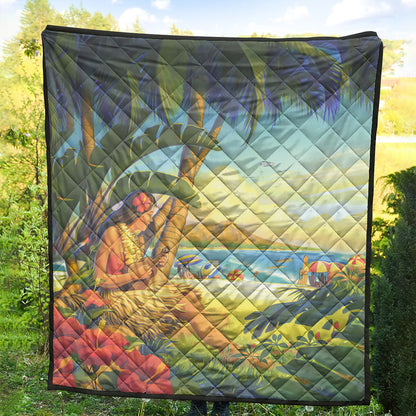 Hawaii Premium Quilt Hula Girl Hola Beach
