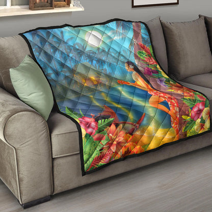 Hawaii Premium Quilt Hula Girl Sing In Village