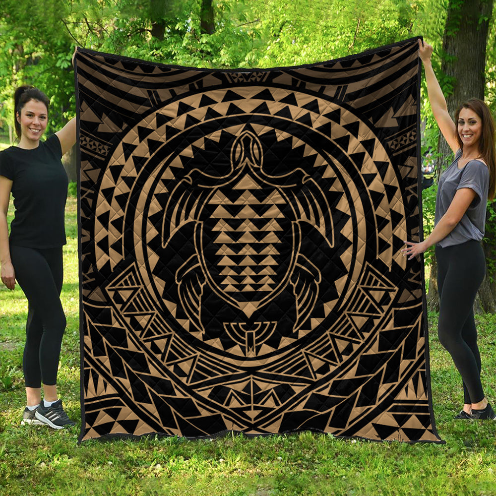 Hawaii Premium Quilt Kakau Honu Arc Polynesian Gold