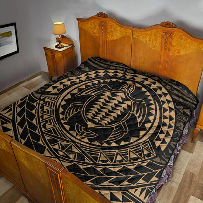 Hawaii Premium Quilt Kakau Honu Arc Polynesian Gold