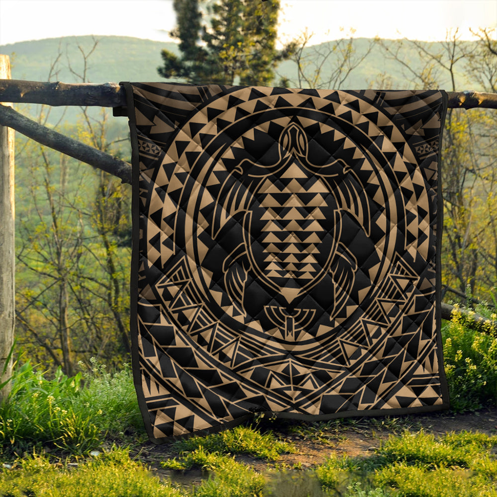 Hawaii Premium Quilt Kakau Honu Arc Polynesian Gold