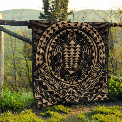 Hawaii Premium Quilt Kakau Honu Arc Polynesian Gold