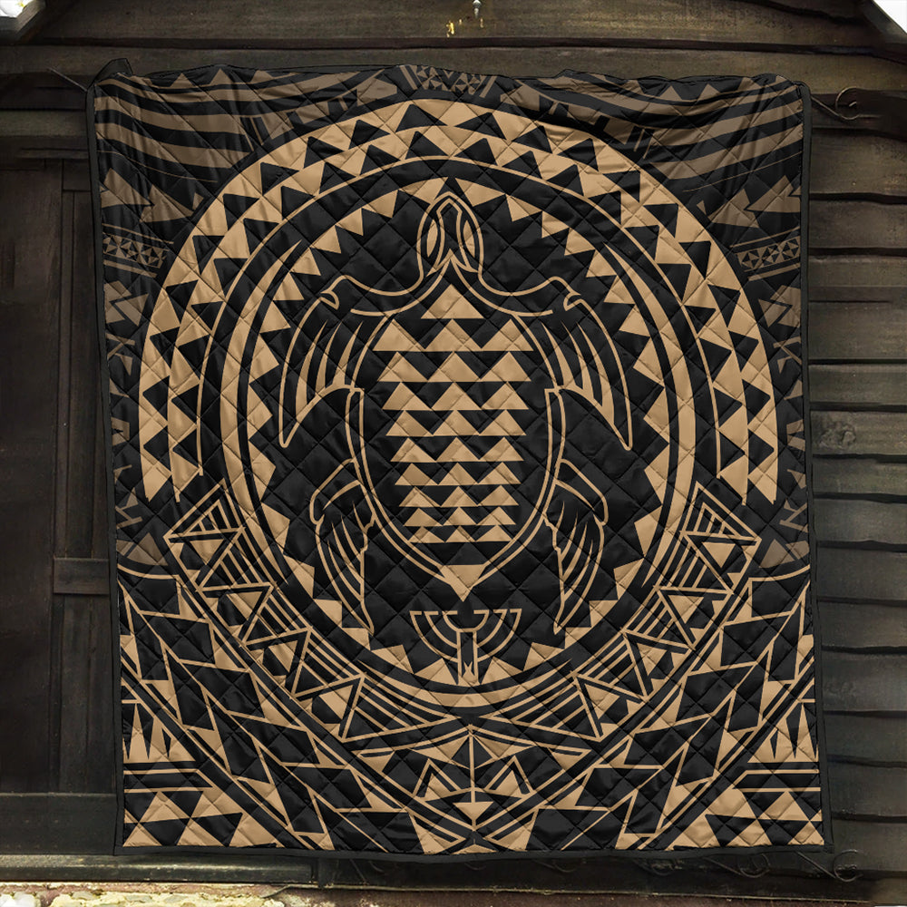 Hawaii Premium Quilt Kakau Honu Arc Polynesian Gold