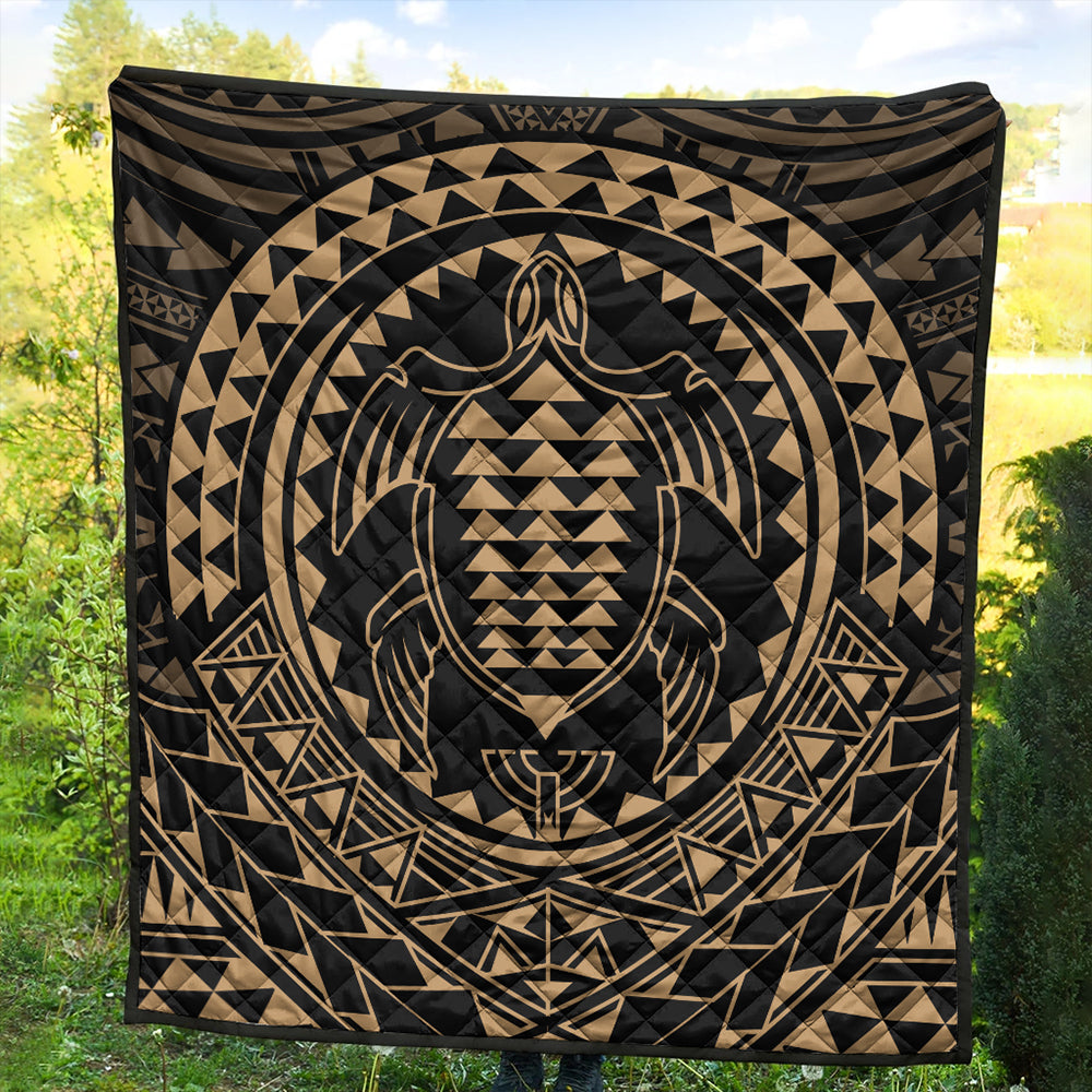 Hawaii Premium Quilt Kakau Honu Arc Polynesian Gold