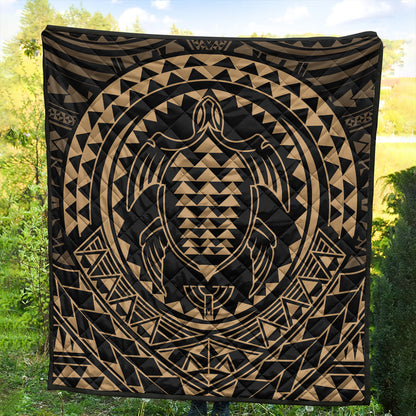 Hawaii Premium Quilt Kakau Honu Arc Polynesian Gold
