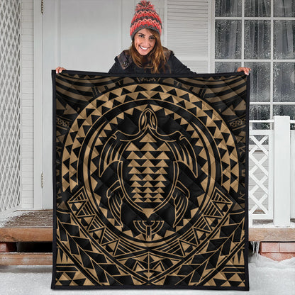 Hawaii Premium Quilt Kakau Honu Arc Polynesian Gold