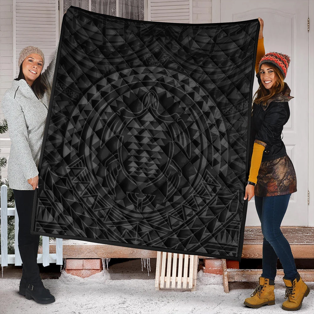 Hawaii Premium Quilt Kakau Honu Arc Polynesian Gray