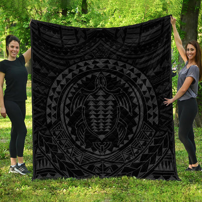 Hawaii Premium Quilt Kakau Honu Arc Polynesian Gray