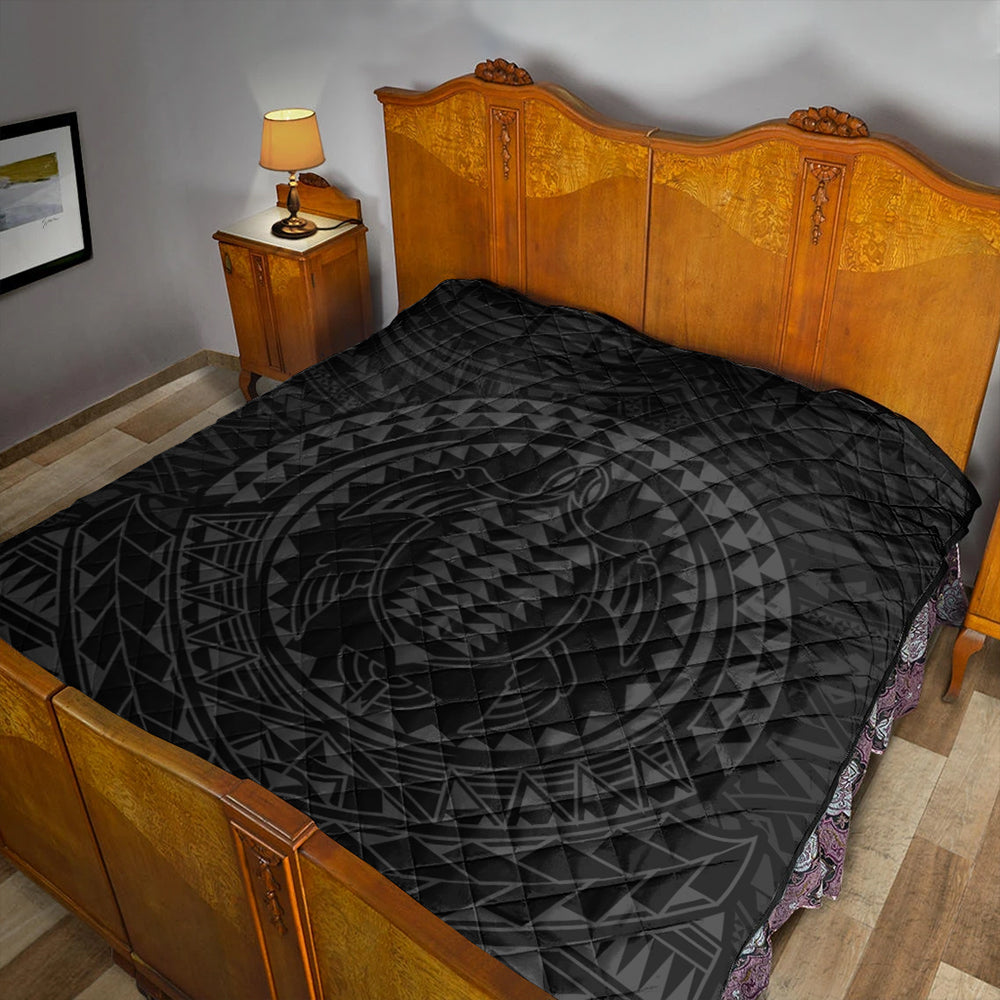 Hawaii Premium Quilt Kakau Honu Arc Polynesian Gray