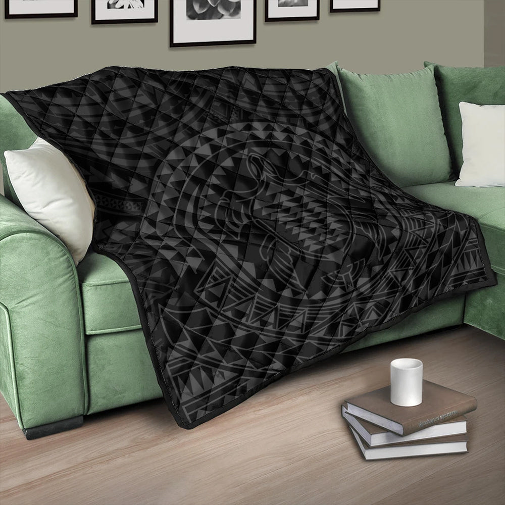 Hawaii Premium Quilt Kakau Honu Arc Polynesian Gray