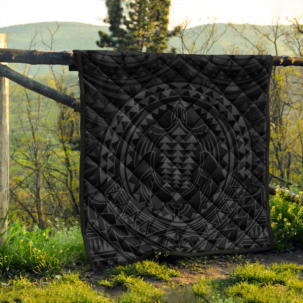 Hawaii Premium Quilt Kakau Honu Arc Polynesian Gray
