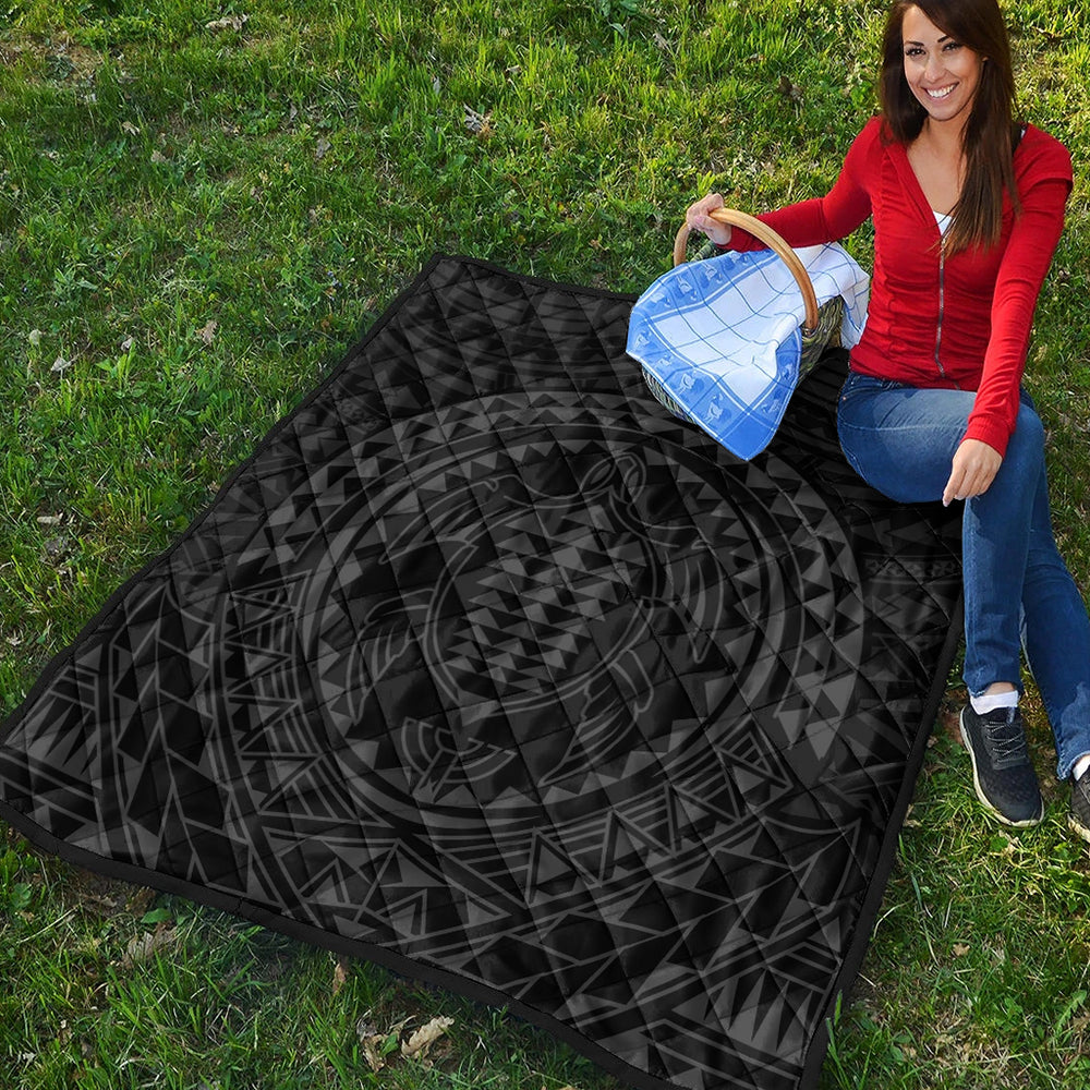 Hawaii Premium Quilt Kakau Honu Arc Polynesian Gray