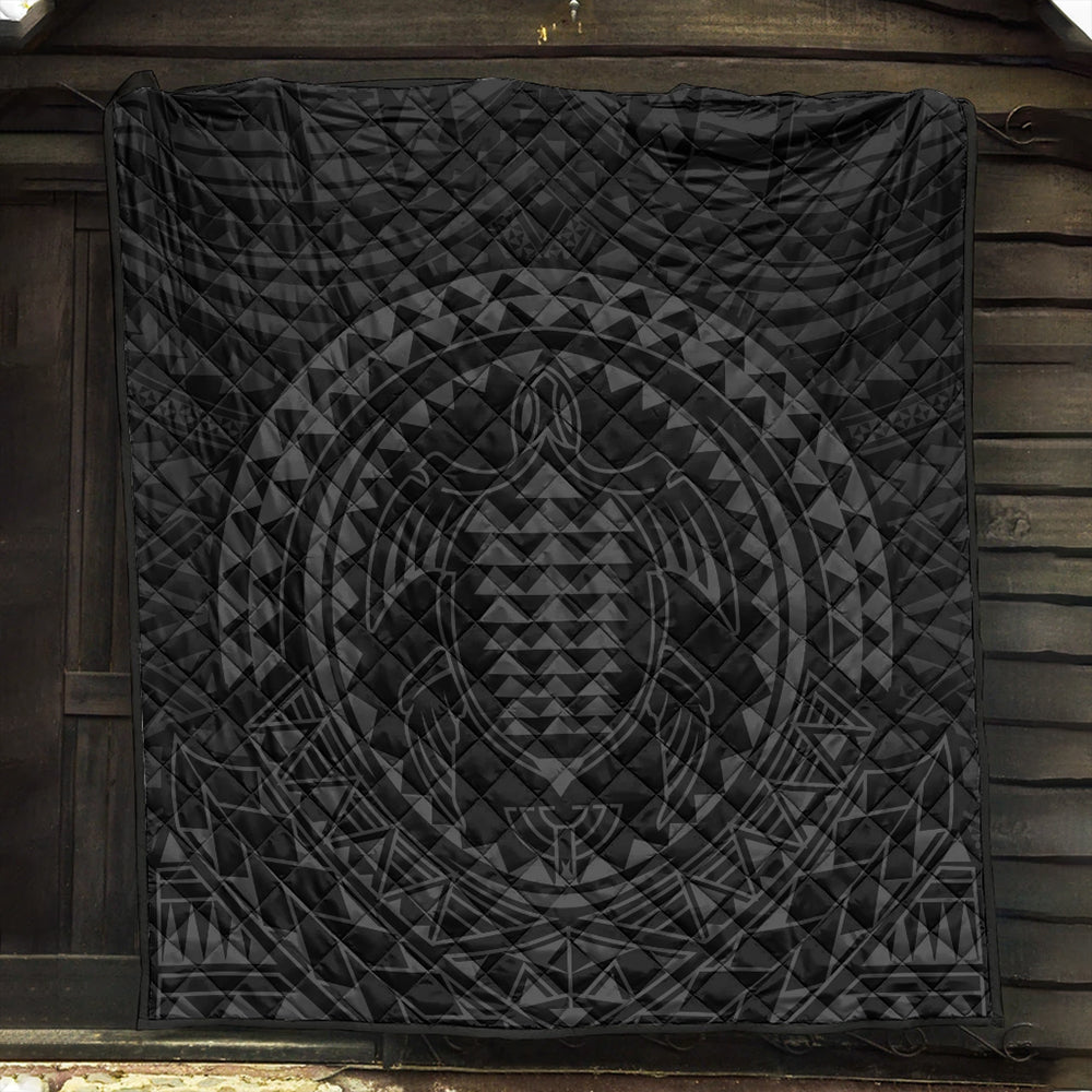 Hawaii Premium Quilt Kakau Honu Arc Polynesian Gray